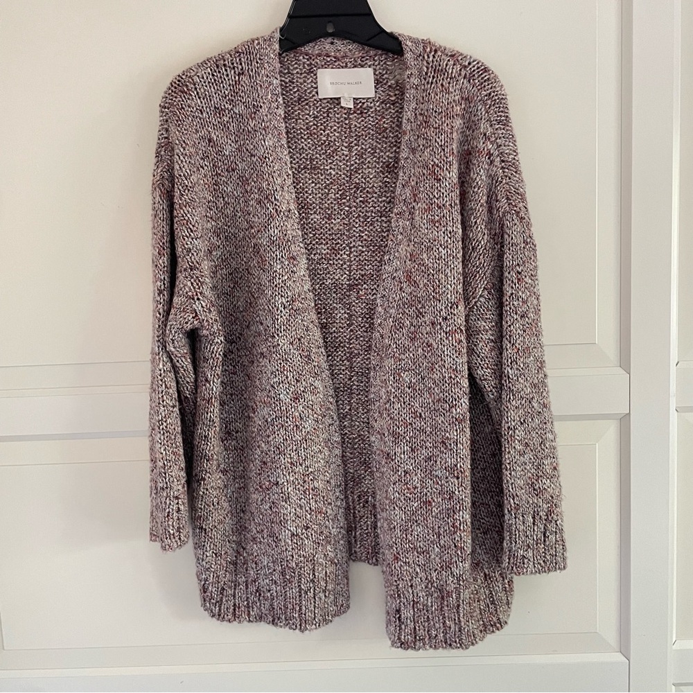 Brochu Walker Marled Pink Gray Open-Front Cardigan